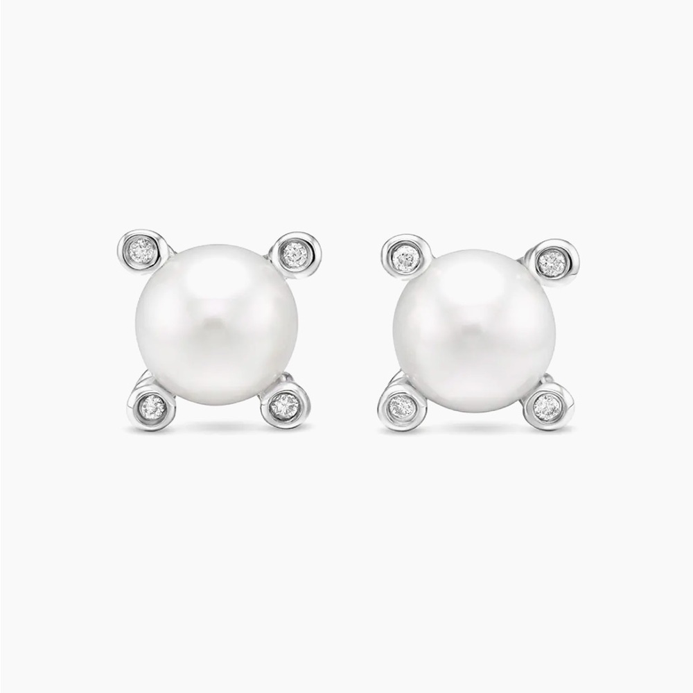 David Yurman silver earrings w/ diamonds - Picture 7 of 8